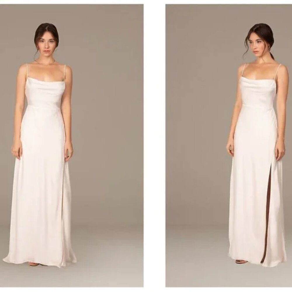 Fame and Partners Cream Sleeveless Gown with Sweetheart Neckline